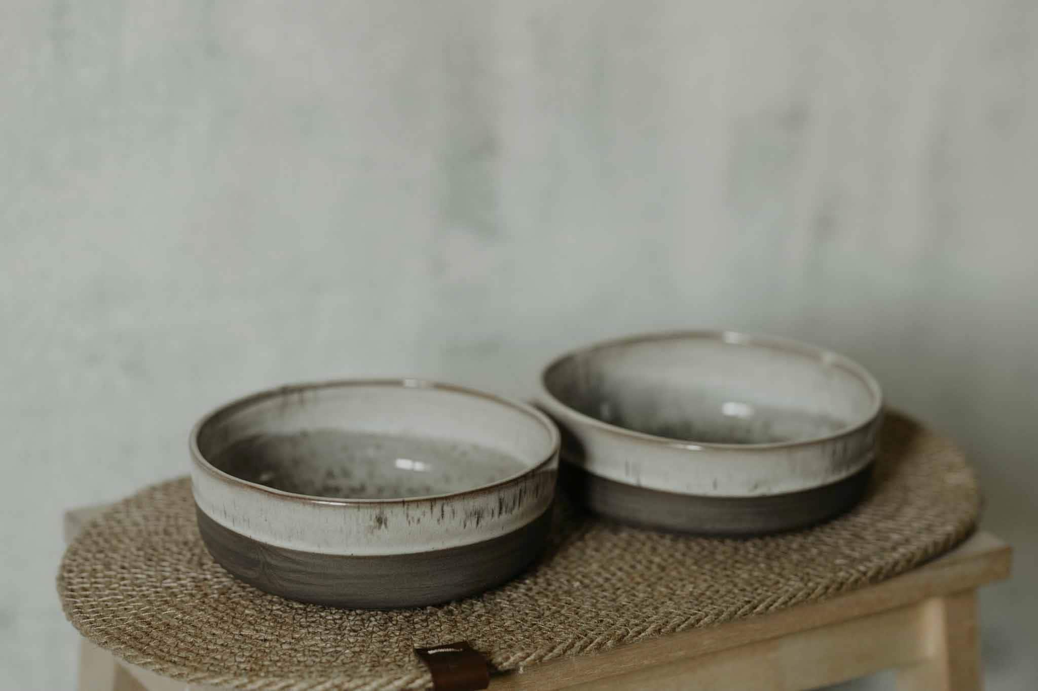 Ceramic dog bowls set with Jute pet rug. Modern pet slow feed bowl. Do –  ZuzeCeramics