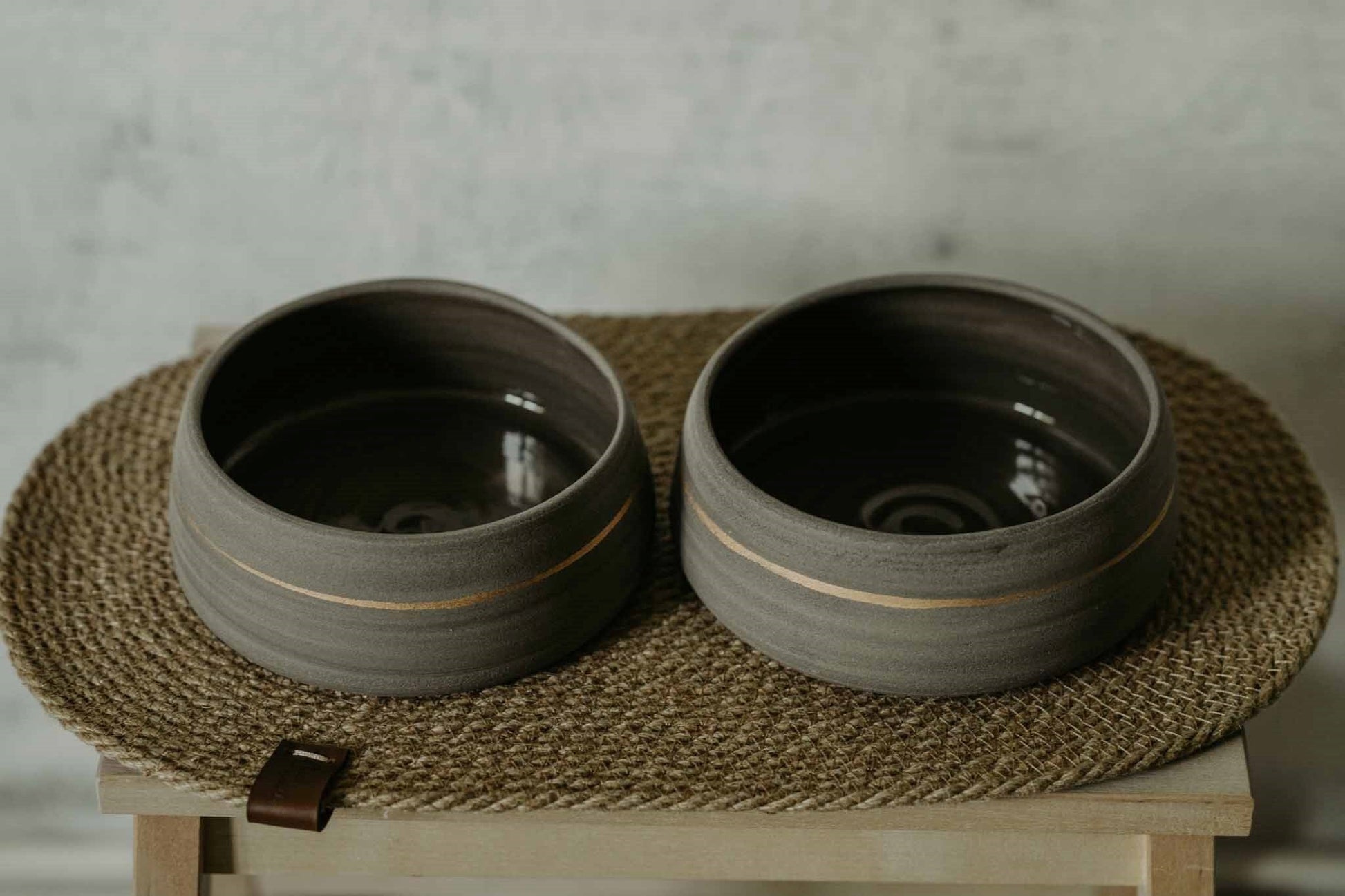Ceramic dog bowls set with Jute pet rug. Modern pet bowls with dog foo –  ZuzeCeramics