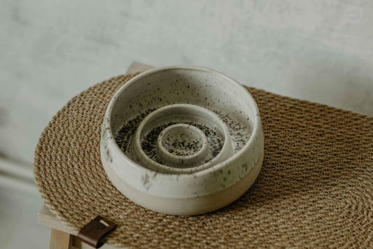 Ceramic slow feeder dog bowl. Modern pet bowl. Handmade pottery cat bowl. Stoneware Food or water bowl.