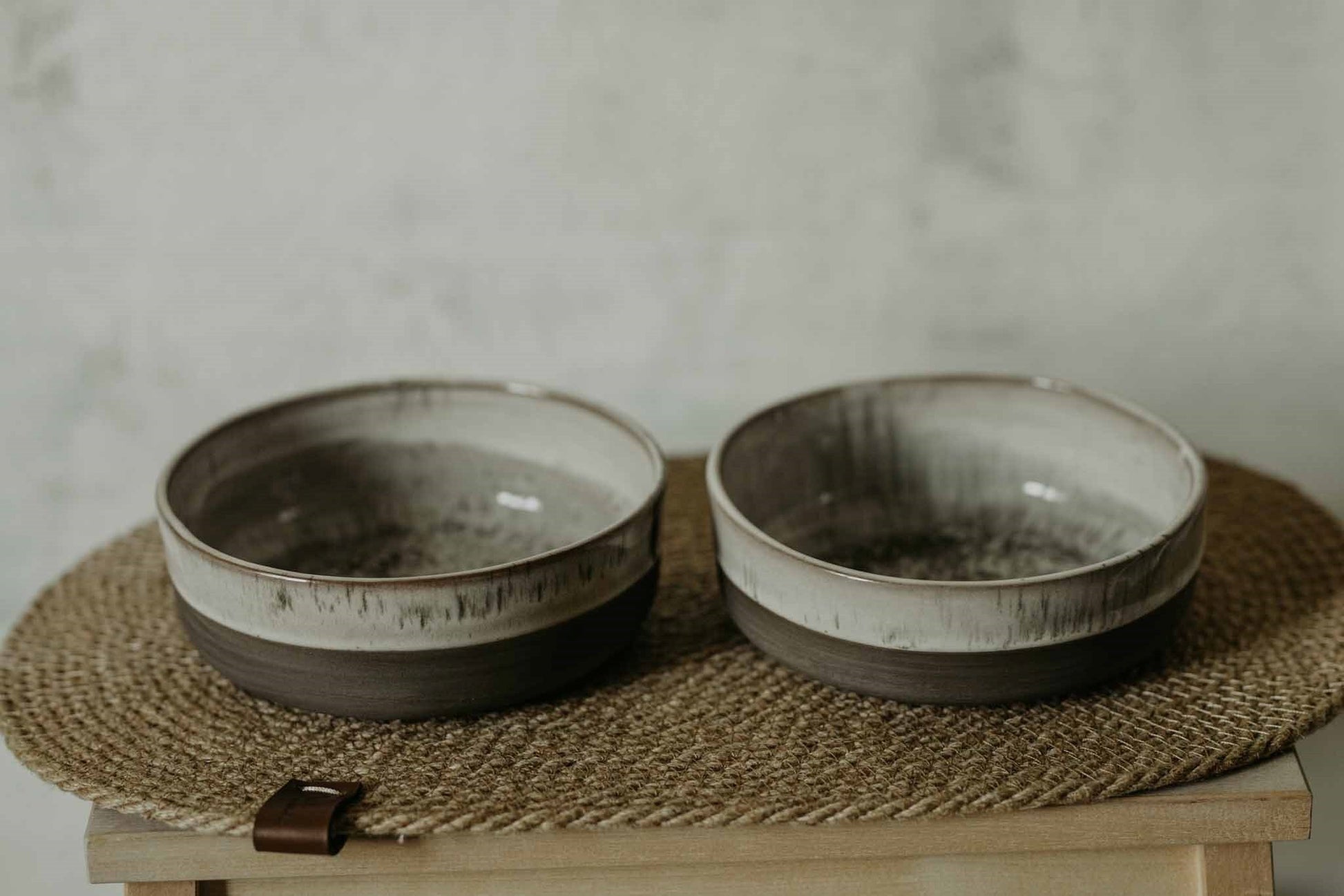 Ceramic dog bowls set with Jute pet rug. Modern pet bowls. Dog bowls j –  ZuzeCeramics